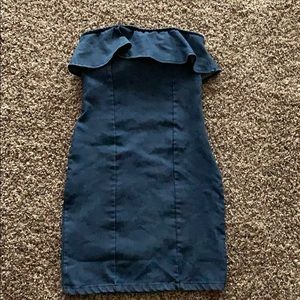 Denim strapless dress